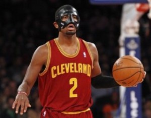 Cleveland Cavaliers' Irving brings the ball up court against New York Knicks during their NBA basketball game in New York