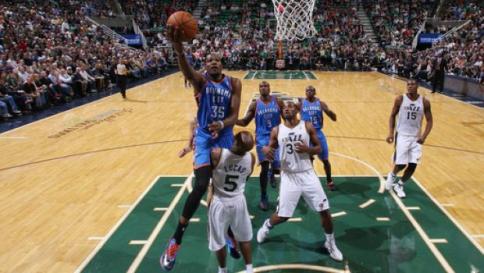 thunder jazz durant ibaka jackson lucas favors harris